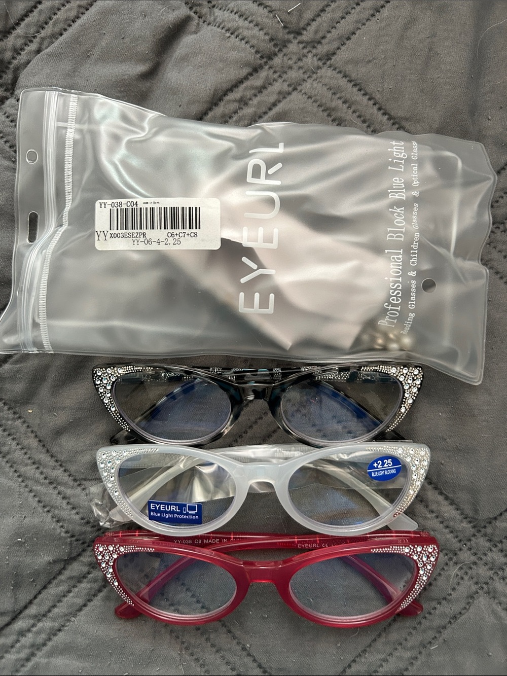Cat-Eye Blue Light Glasses - Black, White, Red